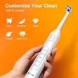 Periuta de dinti electrica Bitvae dinti electrica (BVR1), Soft, cu 8 Heads, Smart Timer, Clean/Sensitive/Alb/Gum Care/Tongue Modes, alb