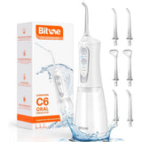 Bitvae Water Flosser (BVC6), Larger 300ml Size, cu 6 Jet Tips, 3 Modes, 5 Intensities, reincarcabil, Alb