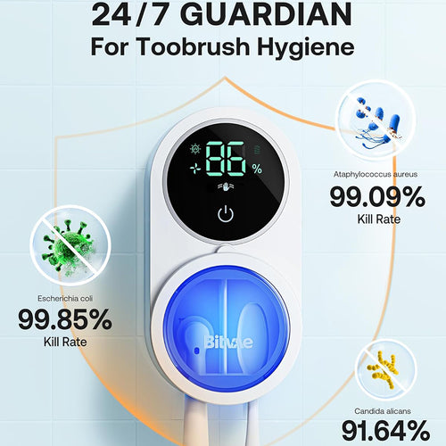 Bitvae Air Drying Sanitizer (BVX122), pentru Toothbrush, UV Disinfection, Inductive Switch, Antibacterial, LED Screen, Alb