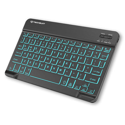 Tastatura Techsuit Wireless Keyboard AirKeys (WK1), pentru Android, Windows, iOS, Bluetooth, 3 Brightness Levels, 7 colors, Type-C, negru