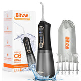Bitvae Water Flosser (BVC6), Larger 300ml Size, cu 6 Jet Tips, 3 Modes, 5 Intensities, reincarcabil, Alb