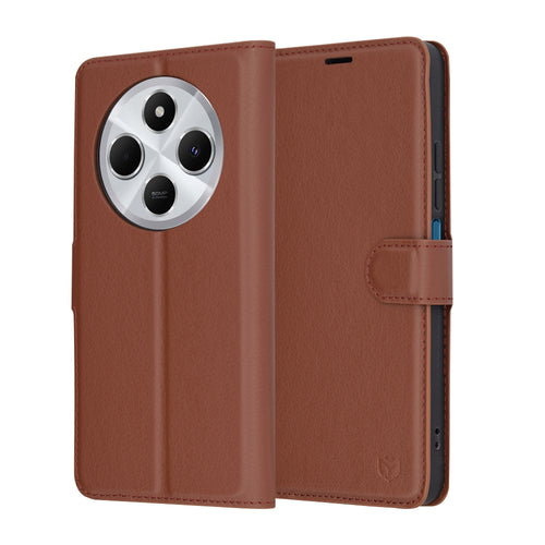 Husa pentru Xiaomi Redmi 14C, Techsuit Leather Folio, maro