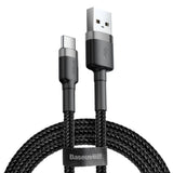 Cablu Baseus de date Cafule (Catklf-BG1), USB to Type-C, 3A, 480Mbps, 1m, negru;gri