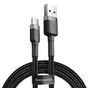 Cablu Baseus de date Cafule (Catklf-BG1), USB to Type-C, 3A, 480Mbps, 1m, negru;gri