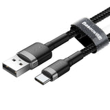 Cablu Baseus de date Cafule (Catklf-BG1), USB to Type-C, 3A, 480Mbps, 1m, negru;gri