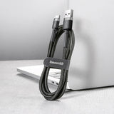 Cablu Baseus de date Cafule (Catklf-BG1), USB to Type-C, 3A, 480Mbps, 1m, negru;gri