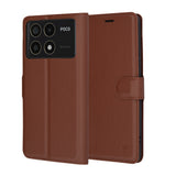 Husa pentru Xiaomi POCO F6 Pro, Techsuit Leather Folio, maro