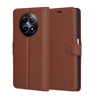 Husa pentru Realme 12x, Techsuit Leather Folio, maro