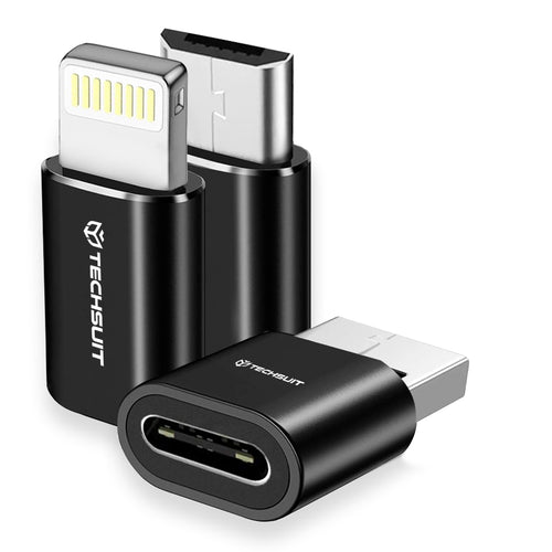 Adaptor Techsuit (3 pack) Premium OTG Adapter Triflashx (A19), 1xUSB-C to USB, 1x USB-C to Micro-USB