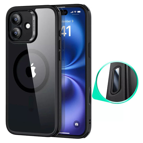 Husa pentru iPhone 16, ESR Classic Hybrid HaloLock, negru/transparenta