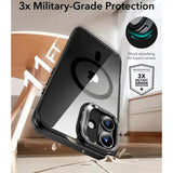 Husa pentru iPhone 16, ESR Classic Hybrid HaloLock Kickstand, negru/transparenta