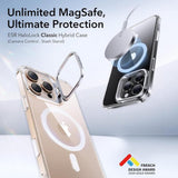 Husa pentru iPhone 16 Pro, ESR Classic Hybrid HaloLock Kickstand, transparenta