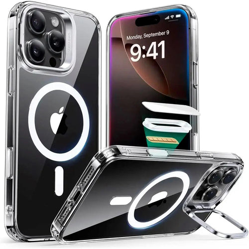 Husa pentru iPhone 16 Pro Max, ESR Classic Hybrid HaloLock Kickstand, transparenta