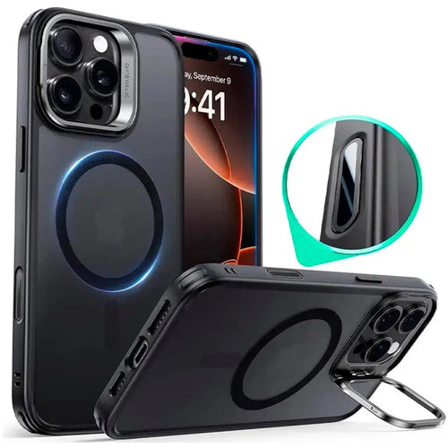 Husa pentru iPhone 16 Pro Max, ESR Classic Hybrid HaloLock Kickstand, negru frost