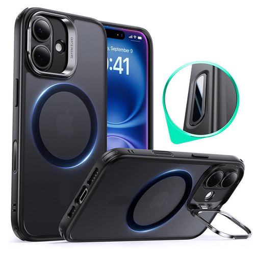 Husa pentru iPhone 16, ESR Classic Hybrid HaloLock Kickstand, negru frost