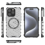 Husa pentru iPhone 15 Pro, Techsuit HoneyComb Shield MagSafe, alb