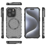 Husa pentru iPhone 15 Pro, Techsuit HoneyComb Shield MagSafe, alb