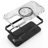 Husa pentru iPhone 15 Pro Max, Techsuit HoneyComb Shield MagSafe, alb