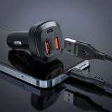 Incarcator auto Acefast (B9), 2x USB, Type-C, Incarcare rapida, 66W, PD3.0, QC4+, Zinc Alloy, negru