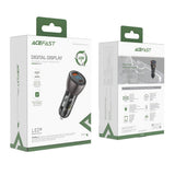Incarcator auto Acefast (B6), cu Afisaj digital, USB, Type-C, Incarcare rapida, 63W, PD3.0, PPS, QC3.0, Zinc Alloy, negru