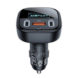 Incarcator auto Acefast (B5), Incarcare rapida, OLED Afisaj digital, 2x Type-C, USB, 101W, Zinc Alloy, negru