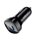 Incarcator auto Acefast (B4), cu Afisaj digital, Incarcare rapida, USB, Type-C, 66W, negru