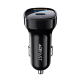 Incarcator auto Acefast (B4), cu Afisaj digital, Incarcare rapida, USB, Type-C, 66W, negru