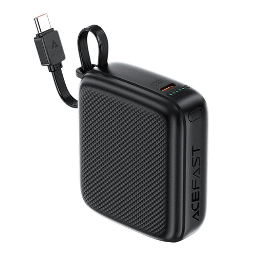 Baterie Externa Acefast (M15-10000), cu Type-C Cable + Port, 10000mAh, 38.5Wh, PD20W, Indicator LED, Negru