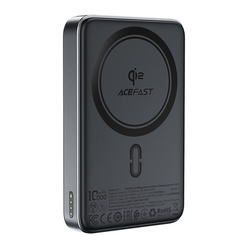 Baterie Externa Acefast Magnetic (M11-10000), Type-C, 10000mAh, 38.5Wh, PD30W, Qi2 Certified, Indicator LED, Negru
