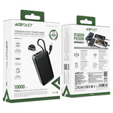 Baterie Externa Acefast (M7-10000), cu Type-C Cable, USB-C, USB, 10000mAh, 30W, Afisaj Digital, Dirt-Resistant, Negru