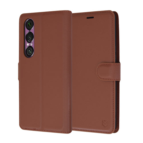 Husa pentru Sony Xperia 1 VI, Techsuit Leather Folio, maro