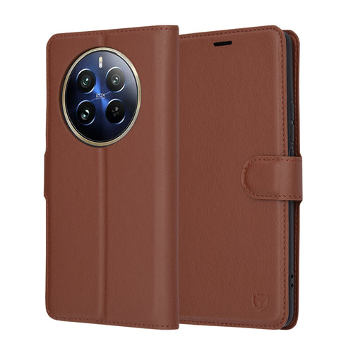 Husa pentru Realme 12 Pro, Techsuit Leather Folio, maro