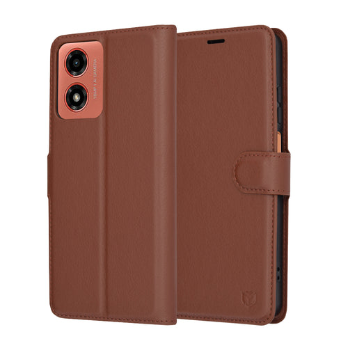 Husa pentru Motorola Moto G04, Techsuit Leather Folio, maro