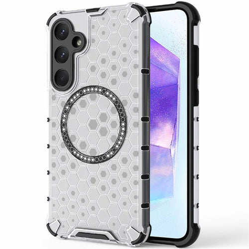 Husa pentru Samsung Galaxy A55 5G, Techsuit HoneyComb Shield MagSafe, alb