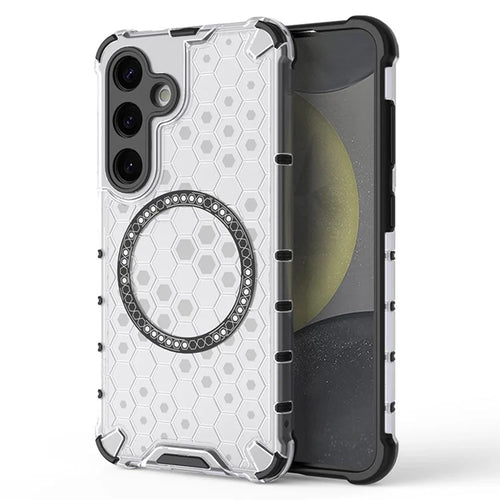 Husa pentru Samsung Galaxy S24, Techsuit HoneyComb Shield MagSafe, alb