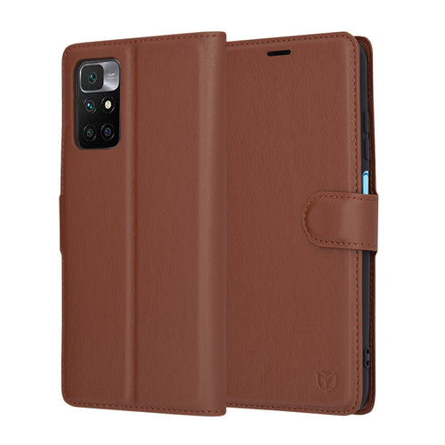 Husa pentru Xiaomi Redmi 10, Techsuit Leather Folio, maro