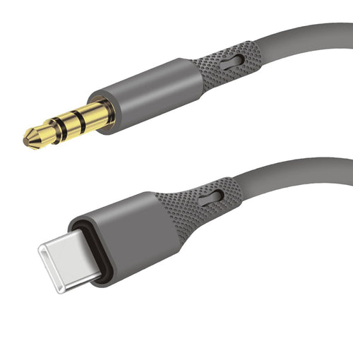 Adaptor, Techsuit Premium Cable Soundflex Ac4 Type-C to 3 5mm Jack Hi Fi Quality DAC Chip Silica Gel 1m Koff A3d2de, Gri