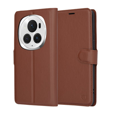 Husa pentru Honor Magic6 Pro, Techsuit Leather Folio, maro