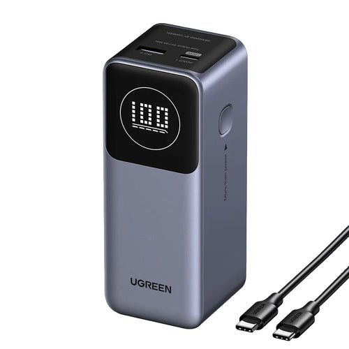 Baterie externa UGREEN PB724 (35526B), Type-C, USB, 12000mAh, 100W, Incarcare rapida, Afisaj digital, gri