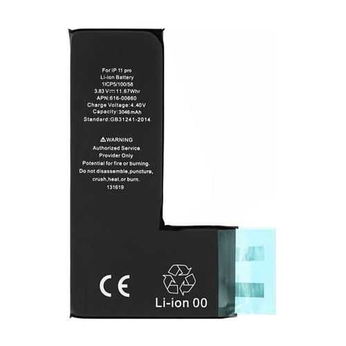 OEM Smartphone Battery (18527), without Flex-Cable, iPhone 11 Pro, 3046mAh, Negru