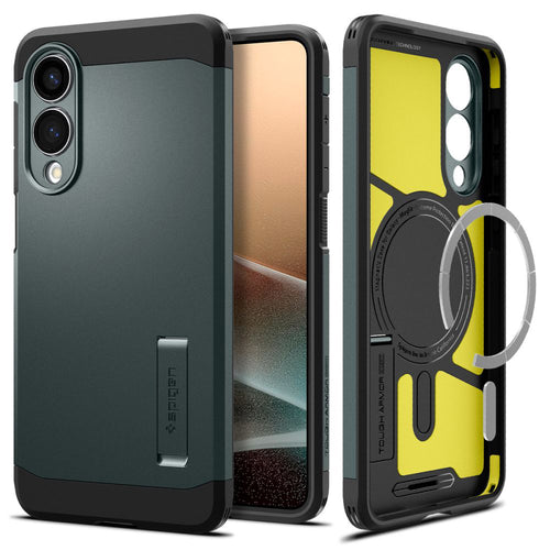 Husa pentru Samsung Galaxy S25 Edge, Spigen Tough Armor MagSafe (ACS09424), verde