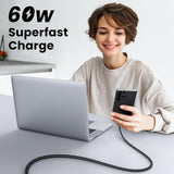 Cablu UGREEN de date US567 (15373), USB-C to USB-C, 3A, 60W, 1m, Nylon, negru