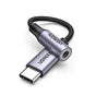 Adaptor UGREEN, Audio Cable Av161 80154 Type-C to Jack 3 5mm Aluminum Shell Analog Digital 24bit 96khz 10cm Koff