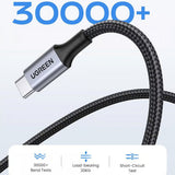 Cablu UGREEN de date US316 (70429), Type-C to Type-C, Incarcare rapida, PD100W, 5A, 480Mbps, 2m, negru