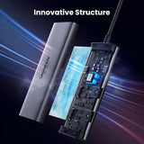 Hub USB UGREEN CM498 (15852), Type-C to 2x USB3.0, 2x Type-C, 2x HDMI, 5Gpbs, PD100W, gri