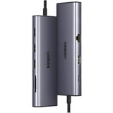 Hub USB UGREEN Docking station CM498 (15600), Type-C to 3x USB3.0, HDMI 4K@30Hz, VGA, RJ45, SD/TF Card, Type-C PD100W, gri