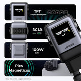 Incarcator retea UGREEN Uno RG X688 (45515B), cu TFT Display, GaN, Super Incarcare rapida, USB, 3x Type-C, QC, 100W, 3A, gri