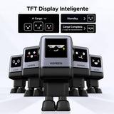 Incarcator retea UGREEN Uno RG X688 (45515B), cu TFT Display, GaN, Super Incarcare rapida, USB, 3x Type-C, QC, 100W, 3A, gri