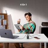 Incarcator retea UGREEN Uno RG X688 (45515B), cu TFT Display, GaN, Super Incarcare rapida, USB, 3x Type-C, QC, 100W, 3A, gri