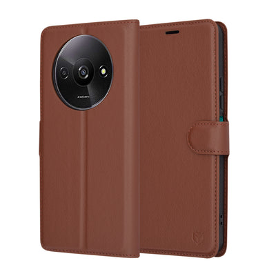 Husa pentru Xiaomi Redmi A3, Techsuit Leather Folio, maro